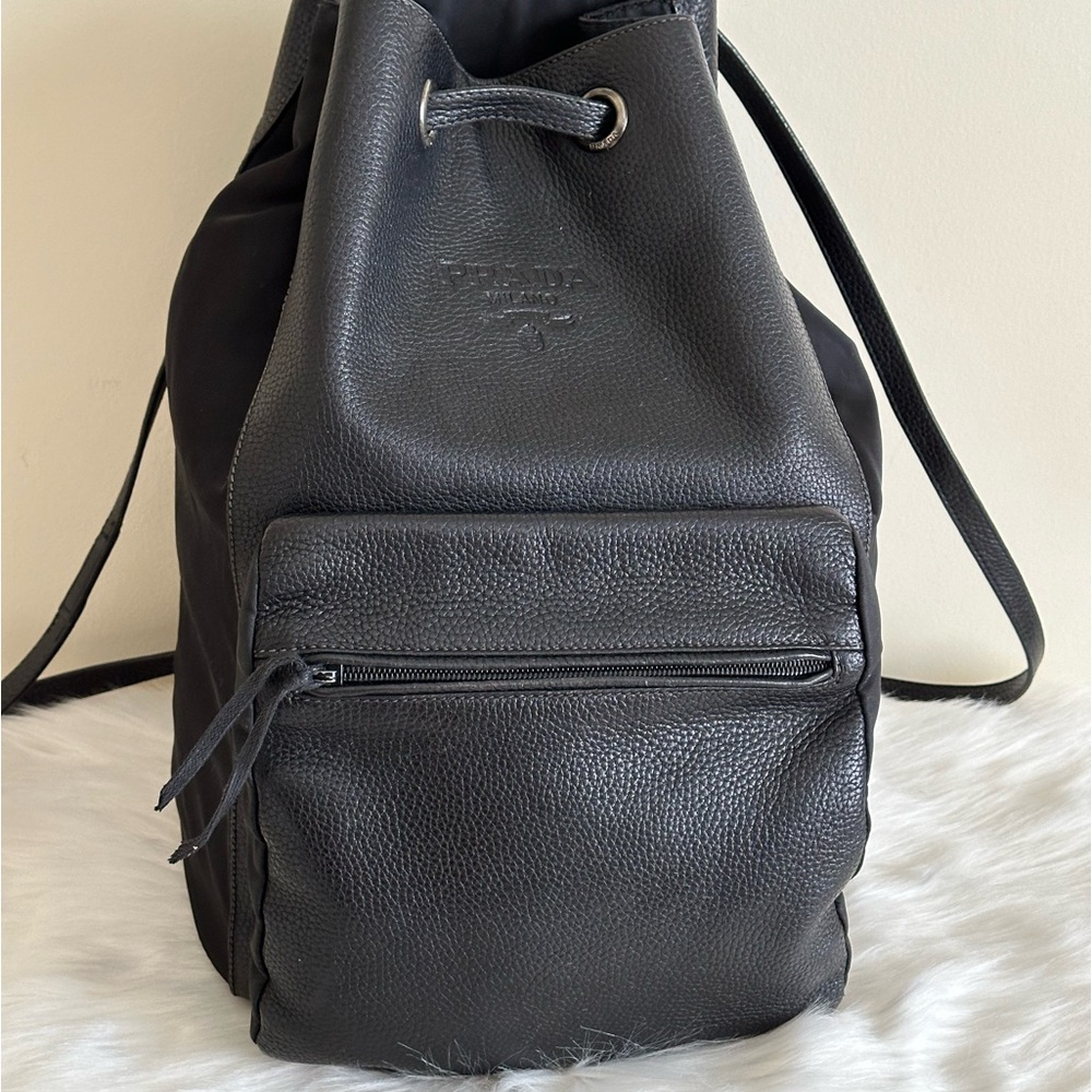 Prada Black Leather Backpack